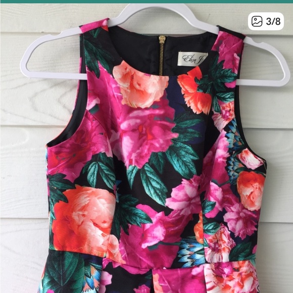 Eliza J Floral Print Faille Fit & Flare Dress - Picture 3 of 8
